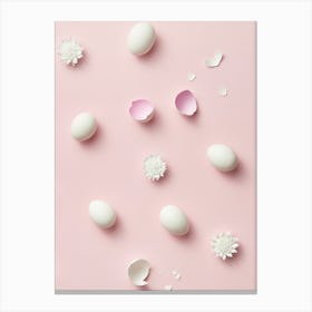 Easter Eggs On A Pink Background Canvas Print