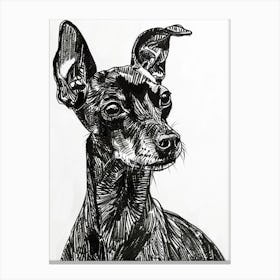 Miniature Pinscher Dog Line Sketch 1 Canvas Print
