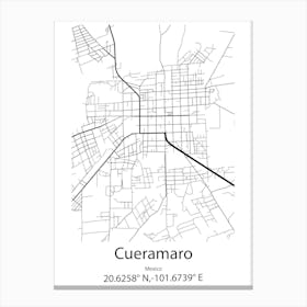 Cueramaro,Mexico Minimalist Map Canvas Print