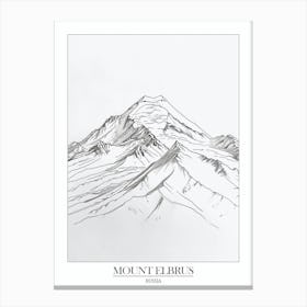 Mount Elbrus Russia Line Drawing 1 Poster Canvas Print
