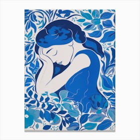 Blue Woman Silhouette 10 Canvas Print