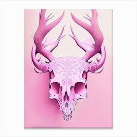 Animal Skull Pink 1 Line Drawing Canvas Print