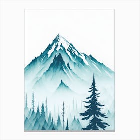 Mountain And Forest In Minimalist Watercolor Vertical Composition 307 Canvas Print