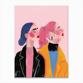 Two Women With Colorful Hair Canvas Print