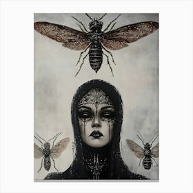 Dark Gothic Bees Canvas Print