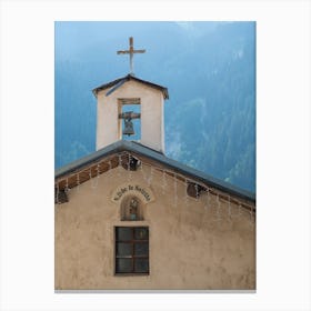 A small chapel in the french alps, France summer vintage street and travel photography by Christa Stroo Photography. Canvas Print