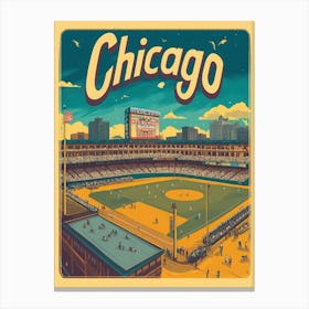 Aihrgdesign A Retro Travel Poster For Chicago Featuring The H 0c5f732c 6619 4d74 8b49 044abfd9d591 2 Canvas Print