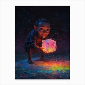 Child Holding A Colorful Box Canvas Print