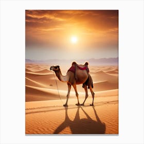 Camel In The Desert Canvas Print