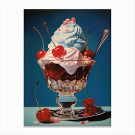 Ice Cream Sundae Vintage Cookbook Style 2 Canvas Print