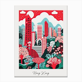Poster Of Hong Kong, Illustration In The Style Of Pop Art 1 Canvas Print