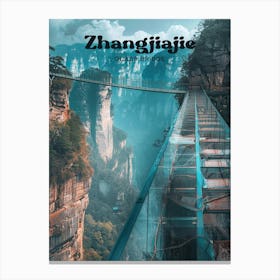 Zhangjiajie Glass Bridge China Travel Illustration Canvas Print