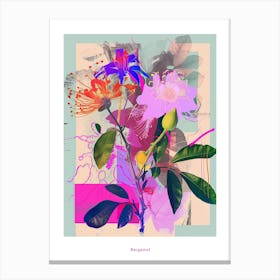 Bergamot 4 Neon Flower Collage Poster Canvas Print