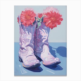 A Painting Of Cowboy Boots With Orange Flowers, Fauvist Style, Still Life 1 Canvas Print