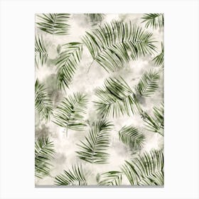 Watercolor Botanical Palms Green Canvas Print