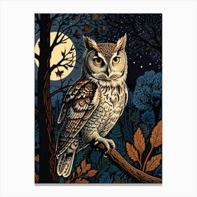 William Morris Owl At Night 1 Canvas Print