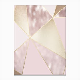 Rose Gold Baby Pink And Gold Line Abstract Canvas Print