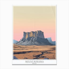 Mount Roraima Venezuela Brazil Color Line Drawing 8 Poster Canvas Print