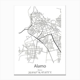 Alamo,Mexico Minimalist Map Canvas Print