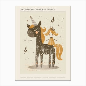 Unicorn & A Princess Mustard Muted Pastels Poster Canvas Print