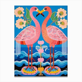 Maximalist Animal Painting Flamingo 1 Canvas Print