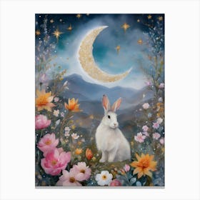 Lucky ~ White Hare on a Mystical Night Canvas Print