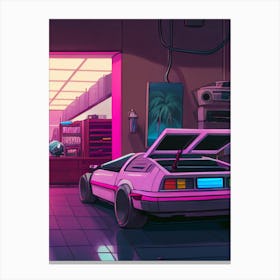 Back To The Future Lab Pink Delorean Vaporwave Canvas Print