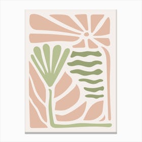 Abstract Pink and Sage Green Flowers Canvas Print