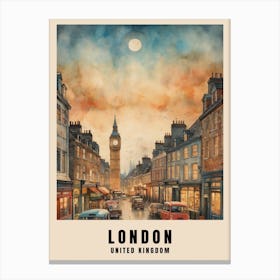 London Travel Poster Vintage United Kingdom Painting (28) Canvas Print