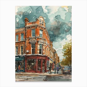 Hackney London Borough   Street Watercolour 5 Canvas Print
