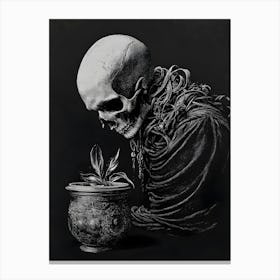 Skeleton In A Pot Canvas Print