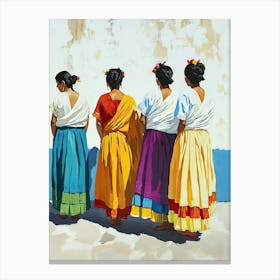 Mexican Women In Colorful Dresses Canvas Print