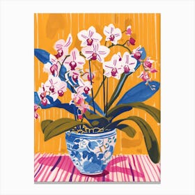 Orchid Flowers On A Table   Contemporary Illustration 2 Canvas Print