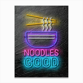 Noodles, sushi — Neon food sign, Food kitchen poster, photo art Canvas Print