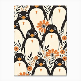 Floral Cute Baby Penguin Nursery (31) Canvas Print
