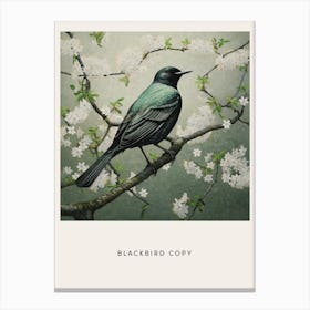 Ohara Koson Inspired Bird Painting Blackbird 2 Copy Poster Canvas Print