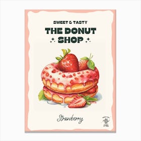 Strawberry Donut The Donut Shop 3 Canvas Print