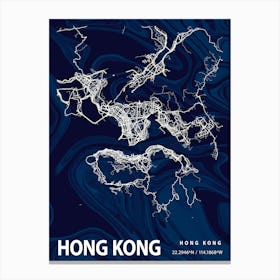 Hong Kong Crocus Marble Map Canvas Print