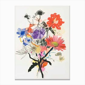 Asters 2 Collage Flower Bouquet Canvas Print