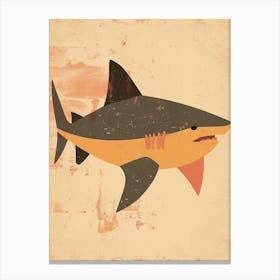 Mustard Coral Pastel Shark Canvas Print