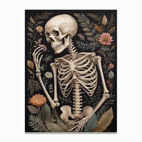 Botanical Skeleton Vintage Flowers Painting (58) Canvas Print