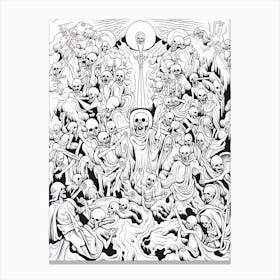 Line Art Inspired By The Last Judgment 3 Canvas Print