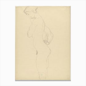 Standing Female Nude In Profile To The Left, Gustav Klimt Canvas Print