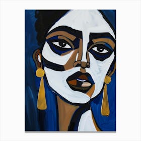 Blue And White Woman Canvas Print