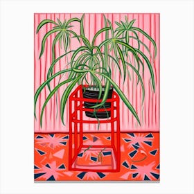 Pink And Red Plant Illustration Spider Plant 4 Canvas Print
