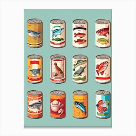 Vintage Tinned Fish, Sardines Illustration 2 Canvas Print