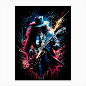 Classic Rock Guitarist Abstract Painting Canvas Print