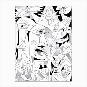 Line Art Inspired By Guernica 2 Canvas Print