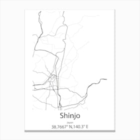 Shinjo,Japan Minimalist Map Canvas Print