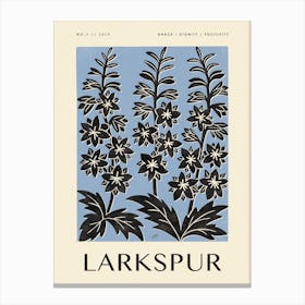 Rustic July Birth Flower Larkspur Black Blue Canvas Print